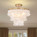 Paula 4 Light Glossy Bronze Finish Natural White Shell Flush Mount 18 Inches In Diameter X 17.5 Inches H