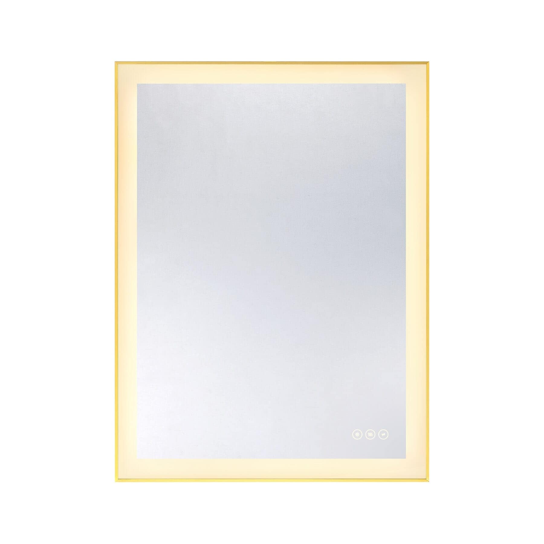 Paulding Led Rectangle Frontlit Mirror With Gold Frame