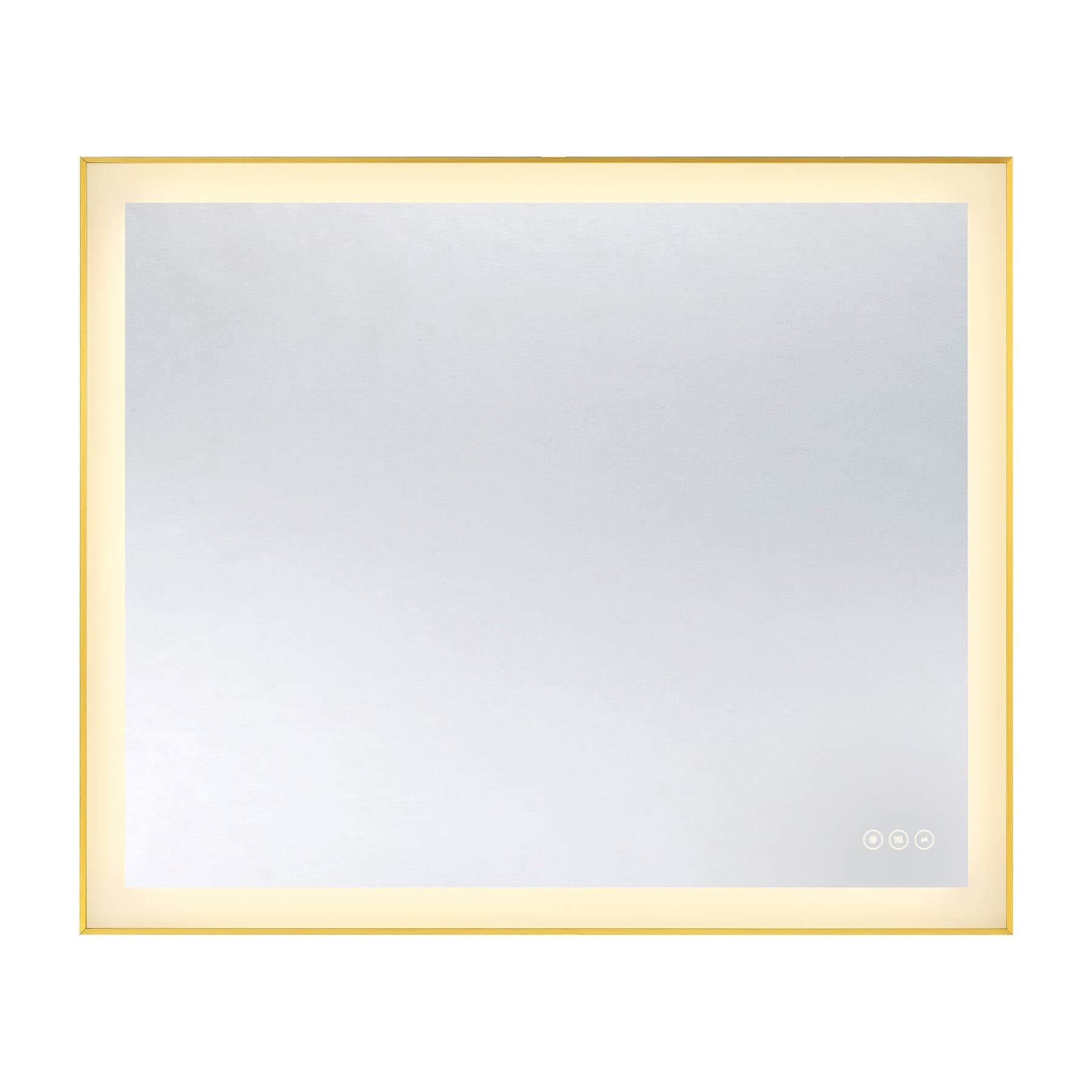 Paulding Led Rectangle Frontlit Mirror With Gold Frame