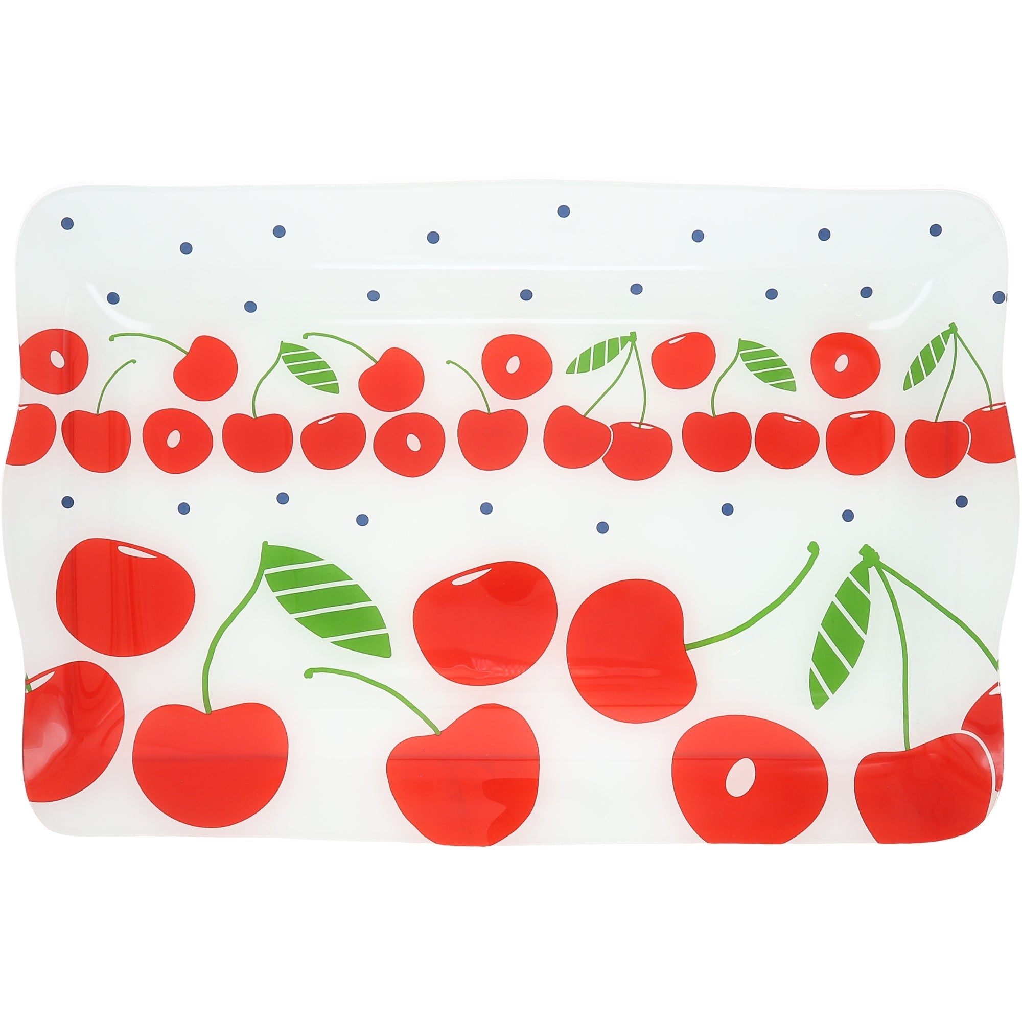 Pavilion Cherries Glass Serving Tray 16.75 X 11