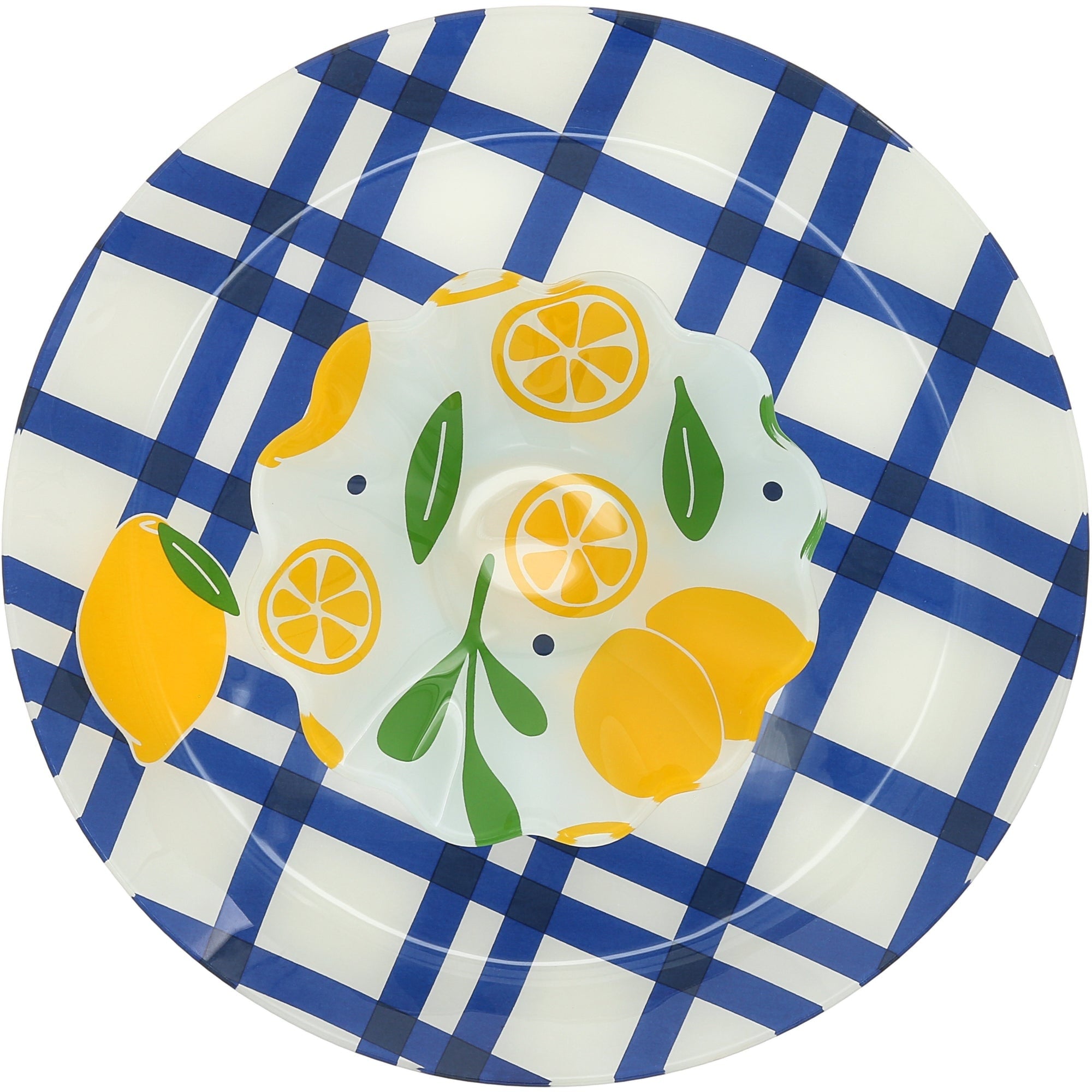 Pavilion Lemons Glass Platter With Bowl 11.5