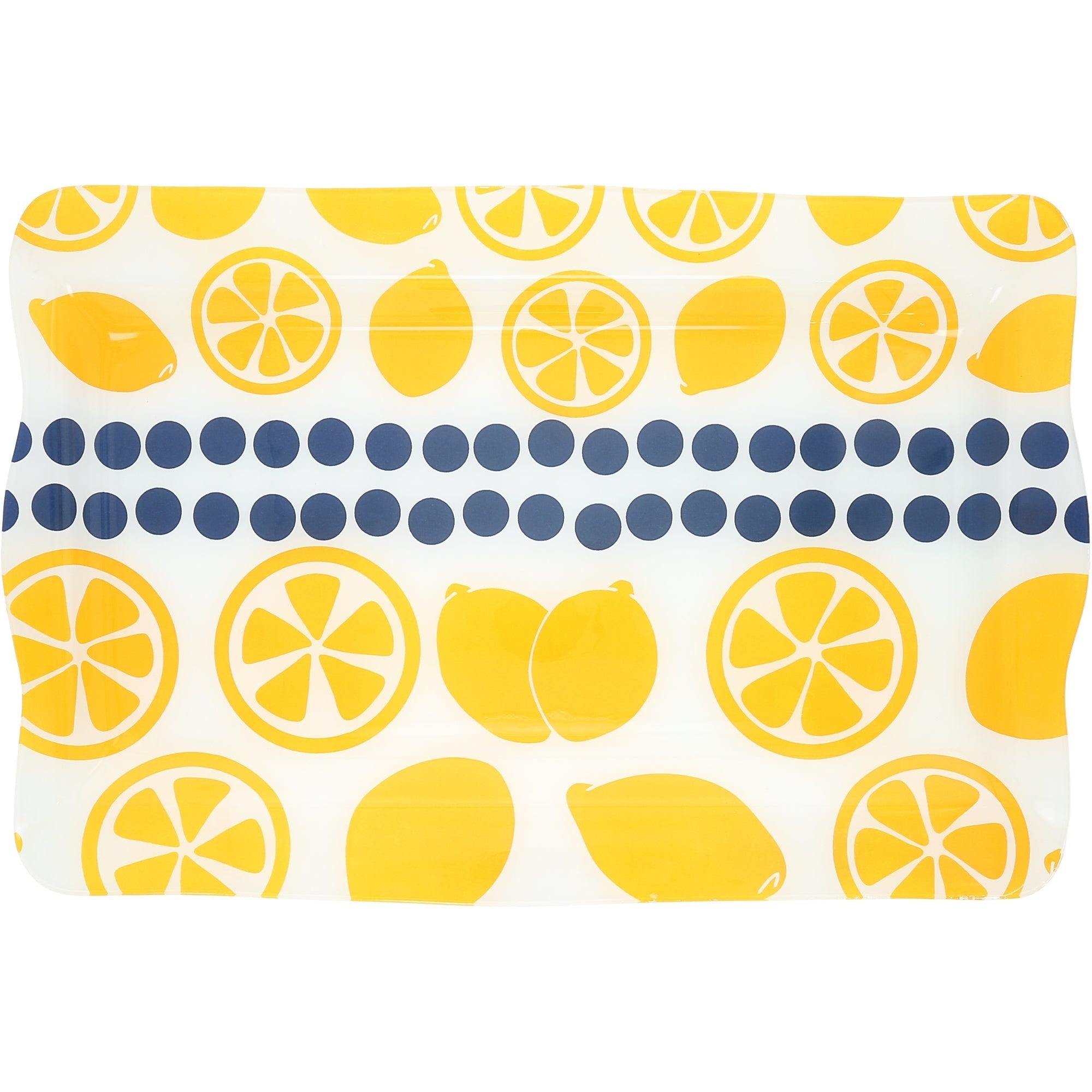 Pavilion Lemons Glass Serving Tray 16.75 X 11