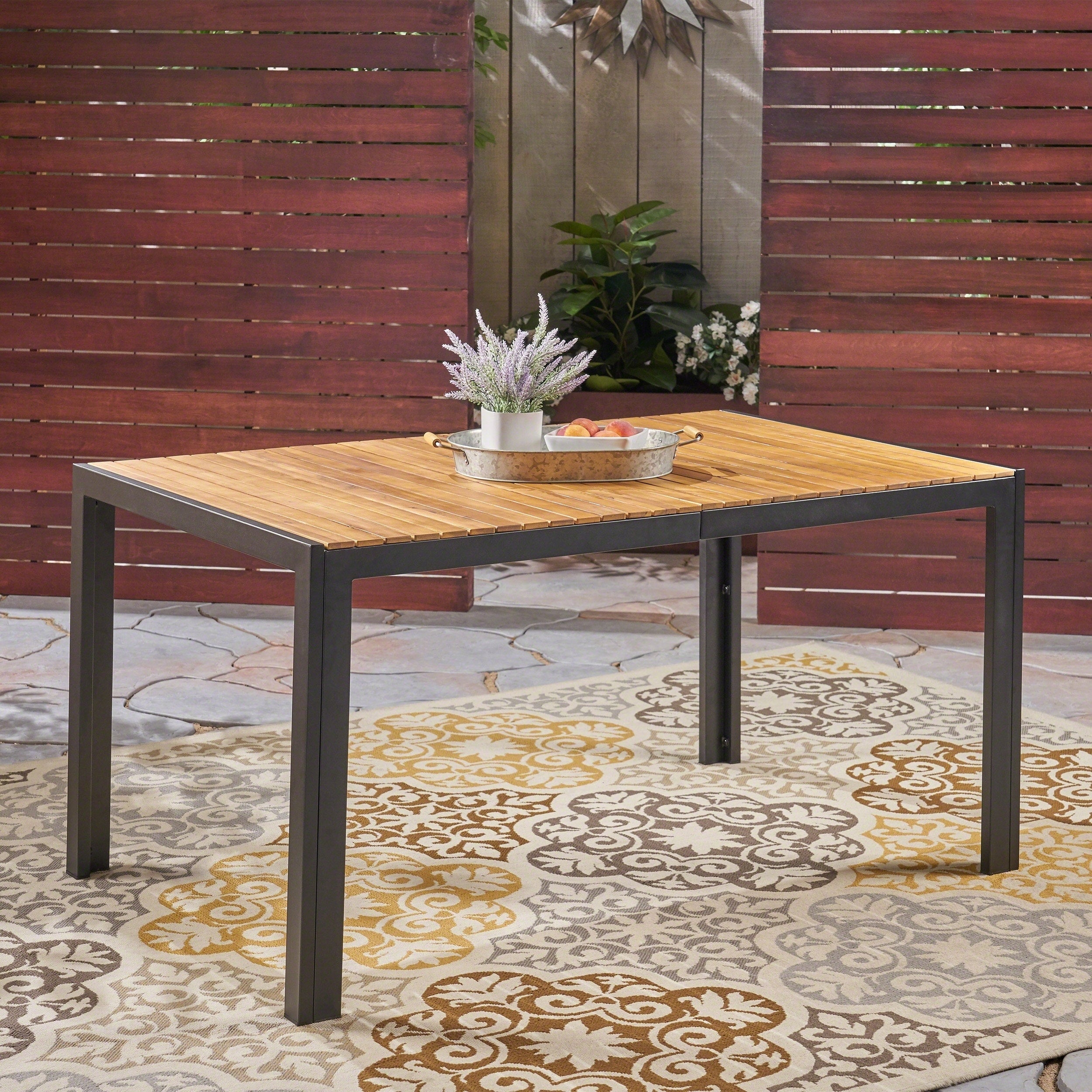 Pavillion Outdoor 59 Acacia Wood And Iron Dining Table By Christopher Knight Home