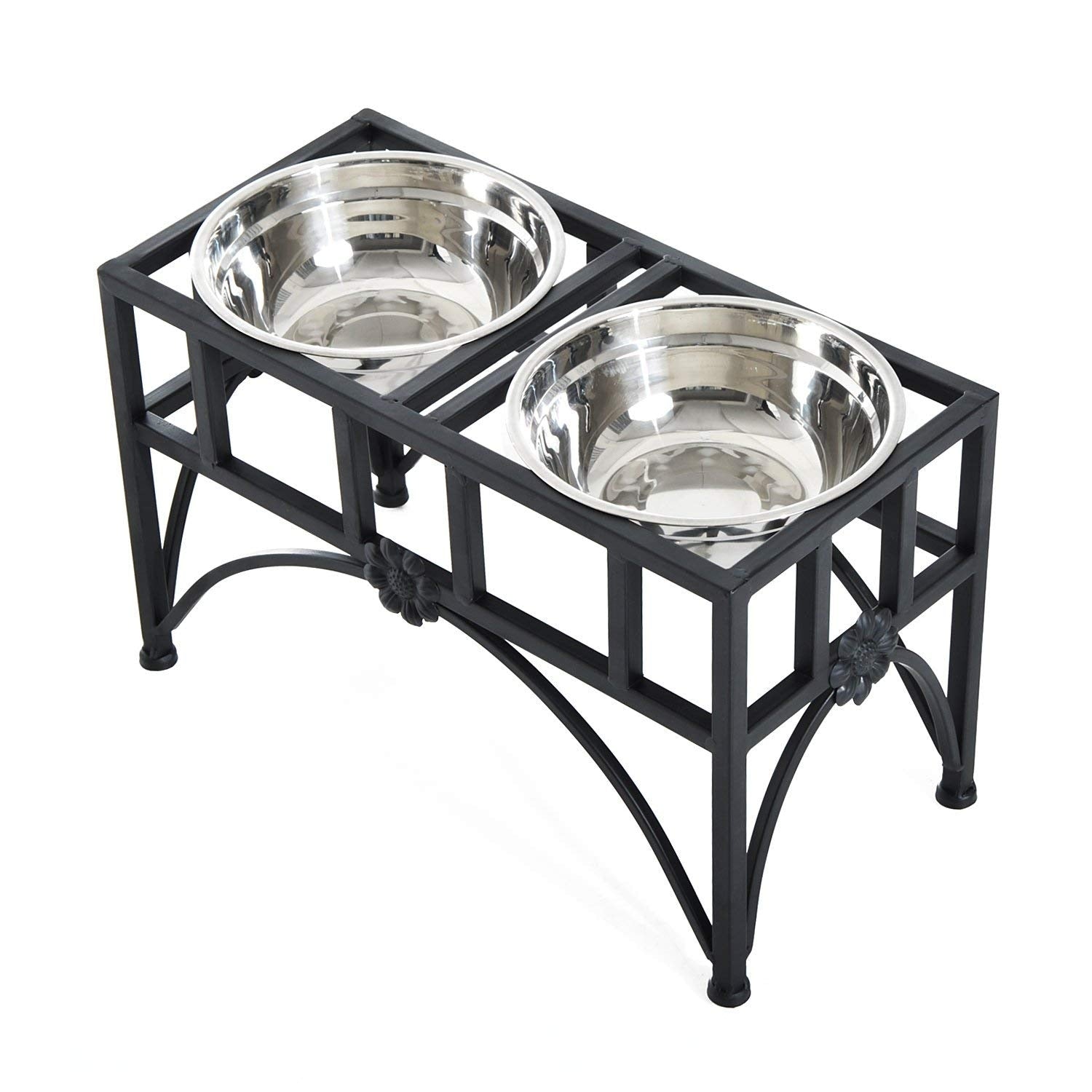 Pawhut 17 Double Stainless Steel Heavy Duty Dog Food Bowl Pet Elevated Feeding Station