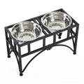 Pawhut 22 Double Stainless Steel Heavy Duty Dog Food Bowl Pet Elevated Feeding Station