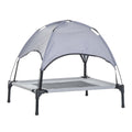Pawhut 24 X 19 Elevated Dog Cot Cooling Pet Bed With Uv Protection Canopy Shade