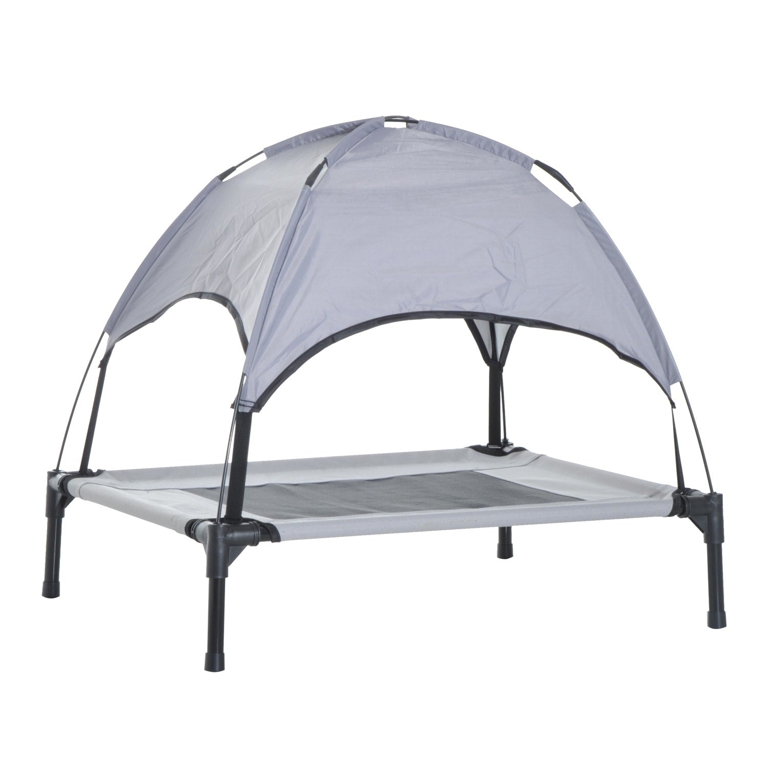 Pawhut 24 X 19 Elevated Dog Cot Cooling Pet Bed With Uv Protection Canopy Shade