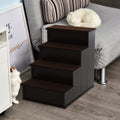 Pawhut 4 Step Wooden Pet Stair Pet Steps With Soft Short Plush Cushions On Each Step Dark Coffee Brown 4 Stair