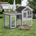 Pawhut 48 Wooden Rabbit Hutch With Ladder And Outdoor Run