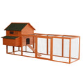 Pawhut Xl Solid Wood Deluxe Outdoor Lockable Chicken Coop Kit With Nesting Box And Run Orange