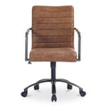 Pax Office Chair Channel Seamed Top Grain Leather Leather Wrapped Armrests Iron Frame Brown