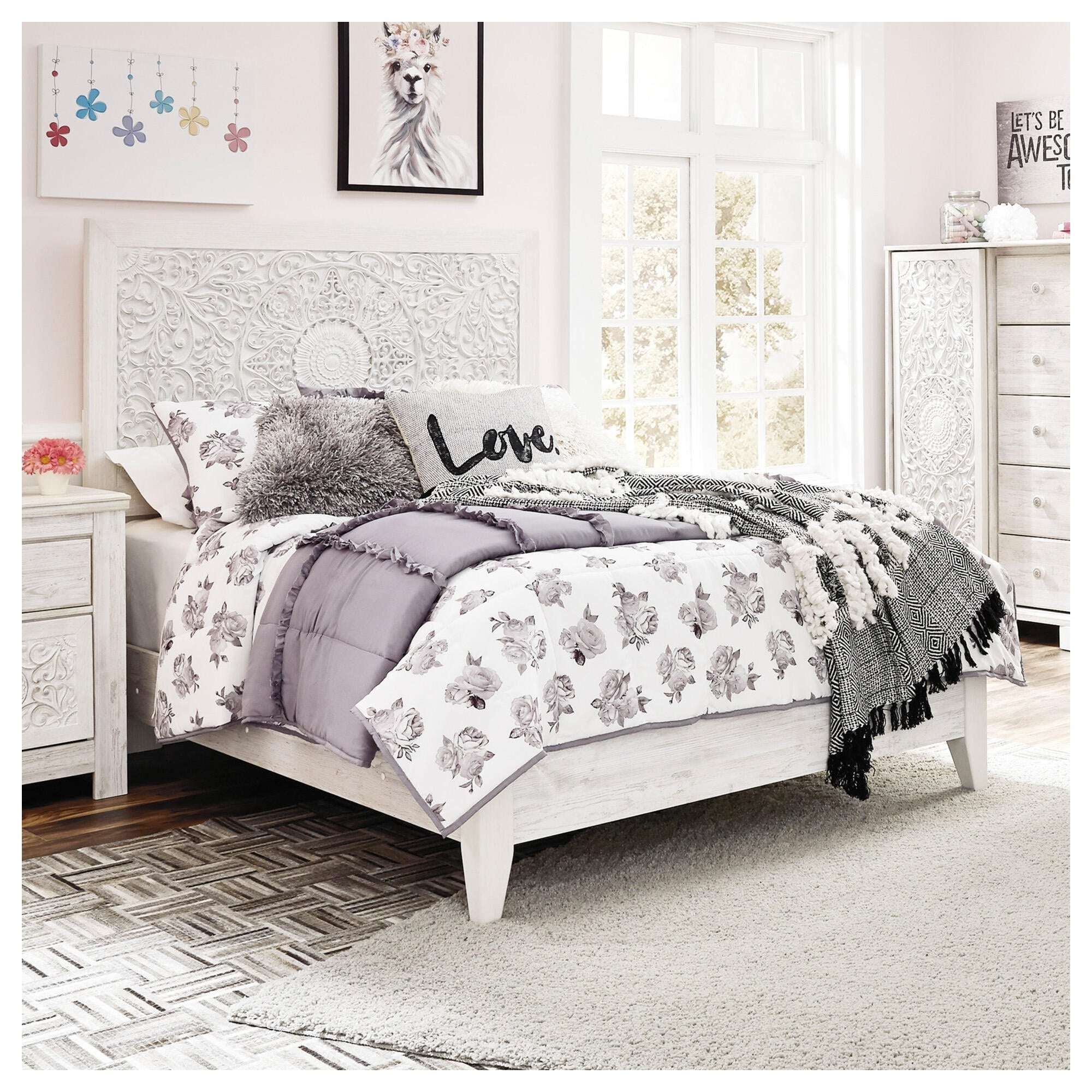 Paxberry Whitewash Panel Bed