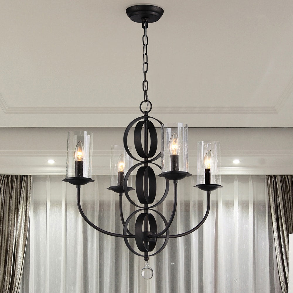 Warehouse Of Tiffany Paxe Black Rust 22 Inch 4 Light Pendant