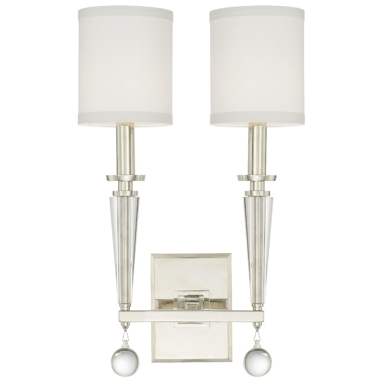 Crystorama Paxton Collection 2 Light Polished Nickel Wall Sconce