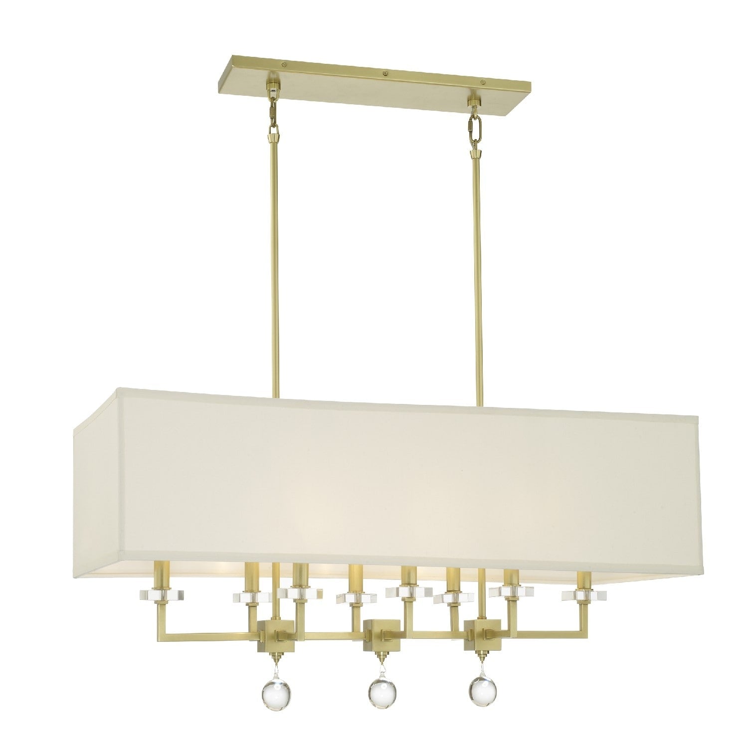 Paxton 8 Light Antique Gold Brass Linear Chandelier