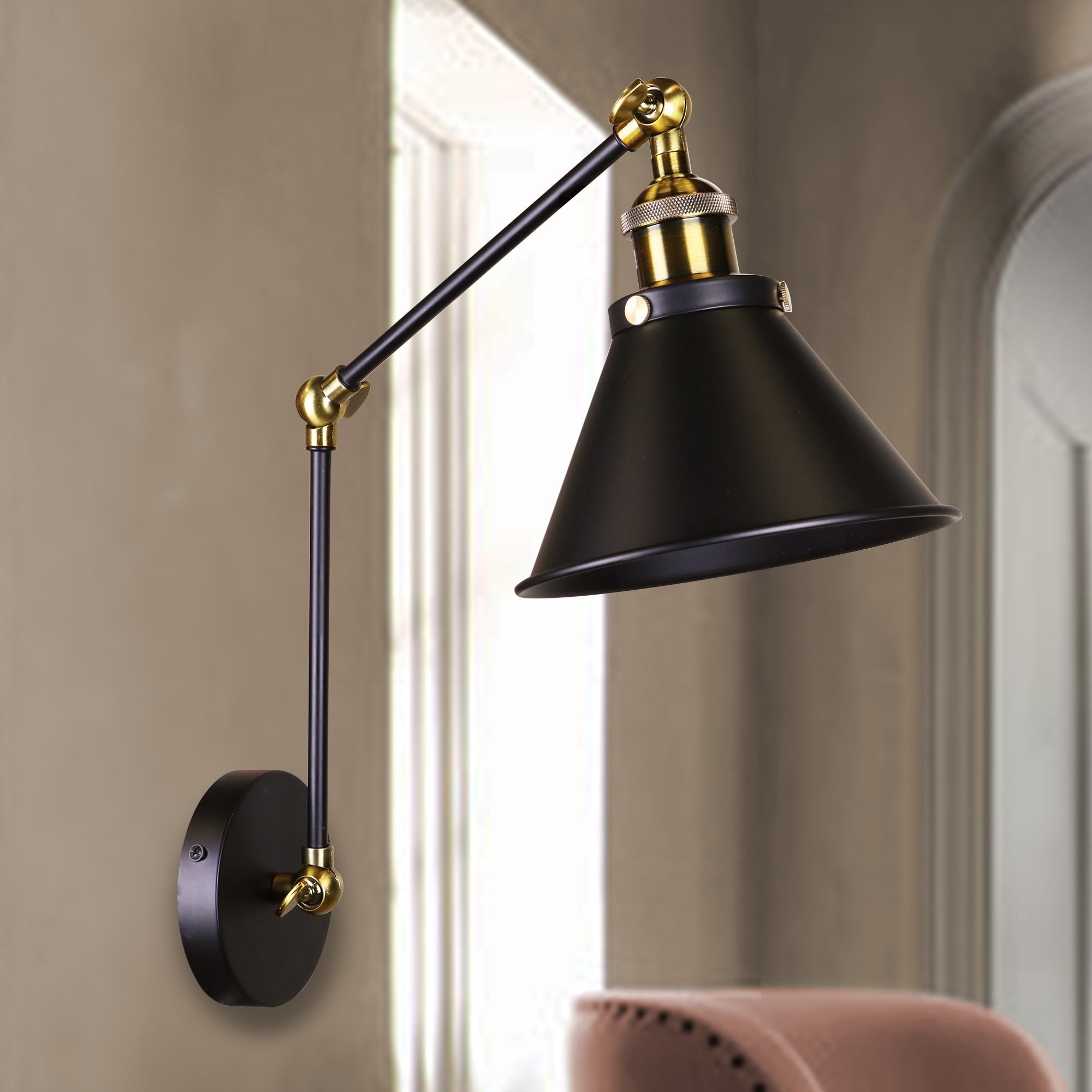 Payne Matte Black Antique Brass 1 Light Wall Sconce