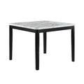 Pazy Counter Height Table 48 Inch White Faux Marble Top Black Legs
