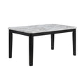 Pazy Dining Table 64 Inch White Faux Marble Top Black Tapered Legs