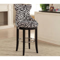 Traditional Zebra Print Fabric 30 Bar Stool By Baxton Studio