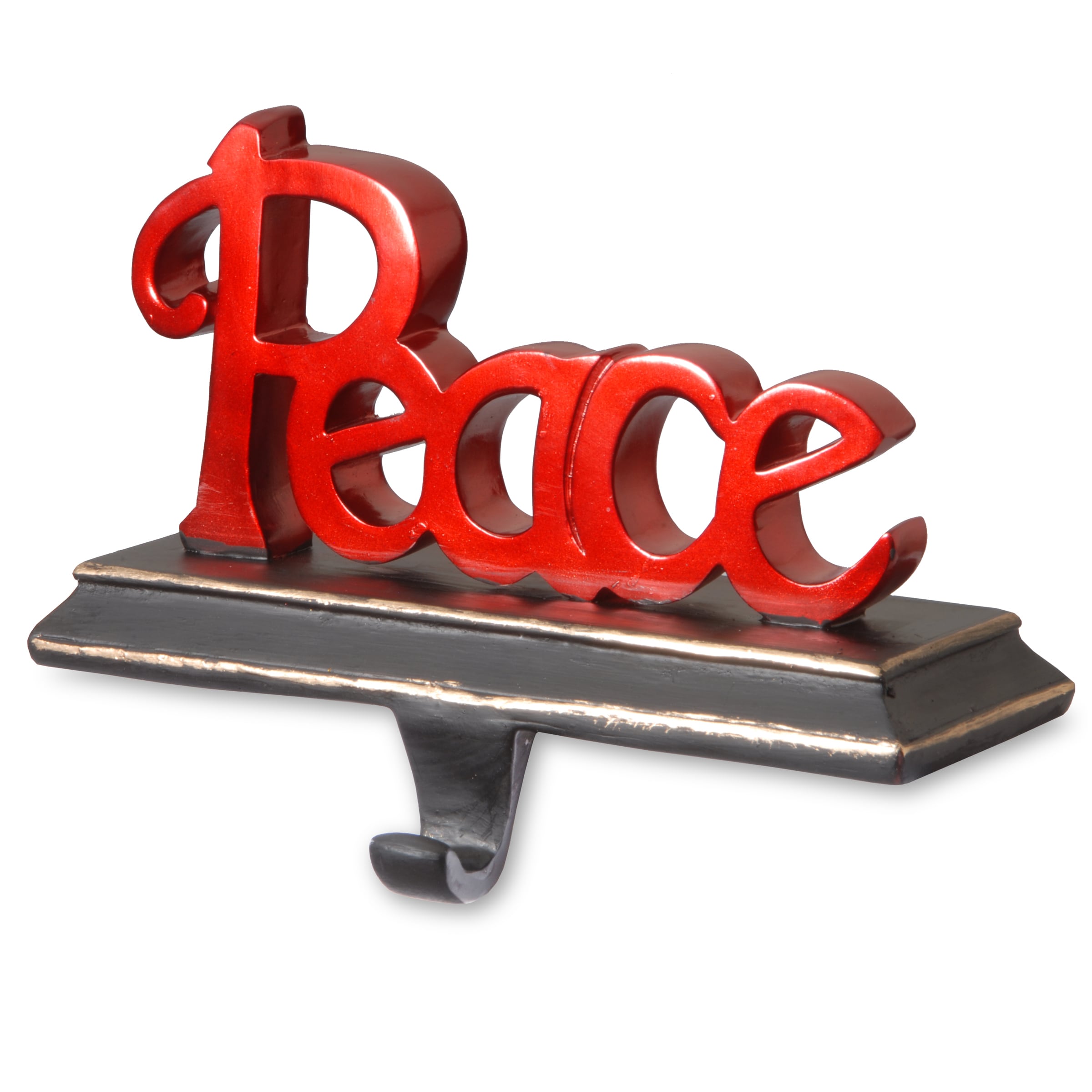 Peace Red Poly Resin Stocking Holder