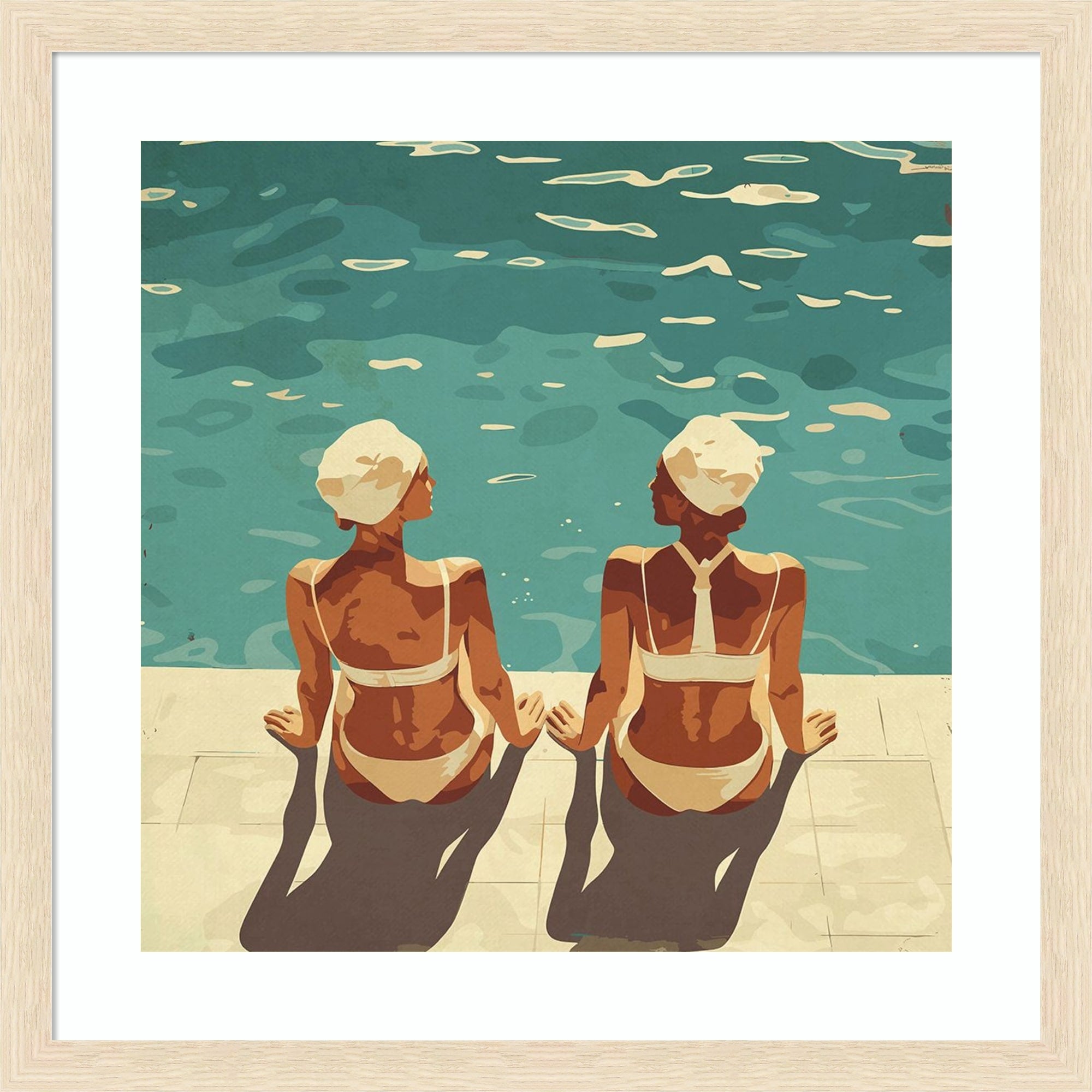 Peaceful And Poolside By Layla Oz Wood Framed Wall Art Print