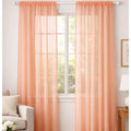 Peach Sheer Window Rod Pocket Curtain Set 90 Inches Long 2 Panels