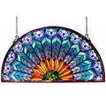 Chloe Peacock Design Half Round Stained Glass Window Panel