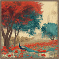 Peacock Mughal Mural Designs No. 2 By Tradelink Inhouse Artist Framed Canvas Wall Art Print