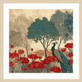 Peacock Mughal Mural Designs No. 7 By Tradelink Inhouse Artist Wood Framed Wall Art Print Svelte Natural