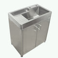 Pearlhaus Brushed Stainless Steel Double Door Freestanding Cabinet With Sink