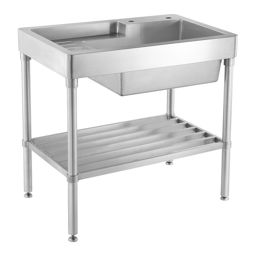 Whitehaus Collection Utility Sink With Drainboard And Lower Rack