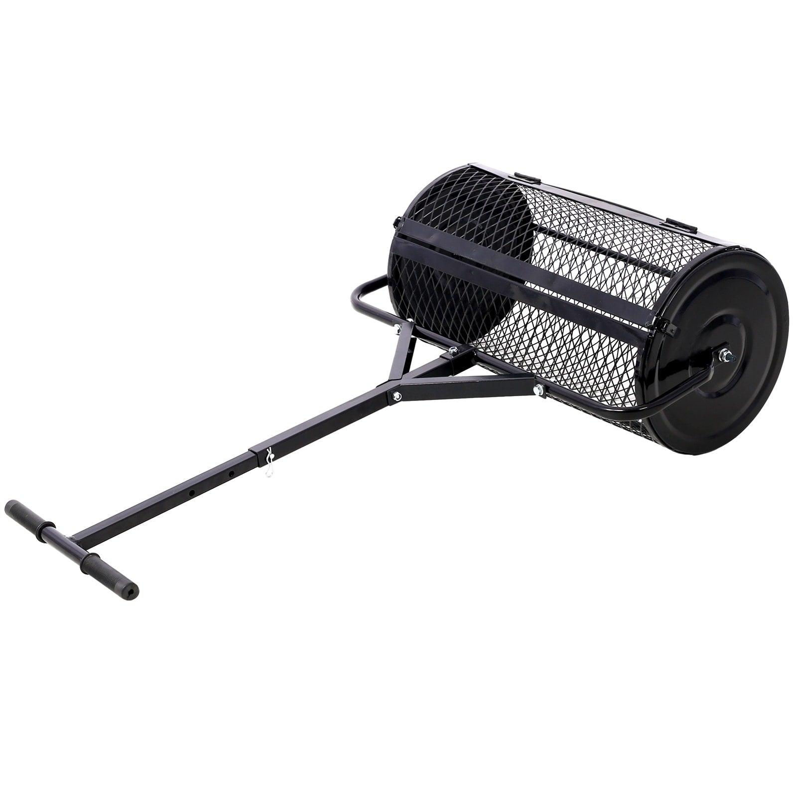 Peat Moss Spreader 24 Inch T Shaped Handle For Planting Seeding Lawn And Garden Care Manure Spreaders Roller Black