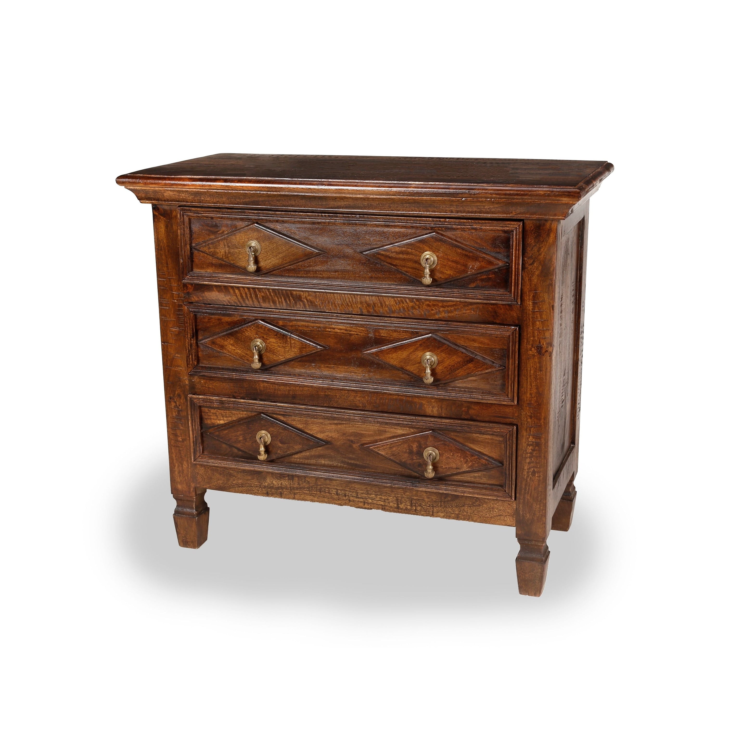 Pecan Finish Three Drawer Solid Wood Accent Chest