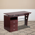 Porch Den Buchanan Mahogany Three Drawer Desk With Pull Out Keyboard Tray