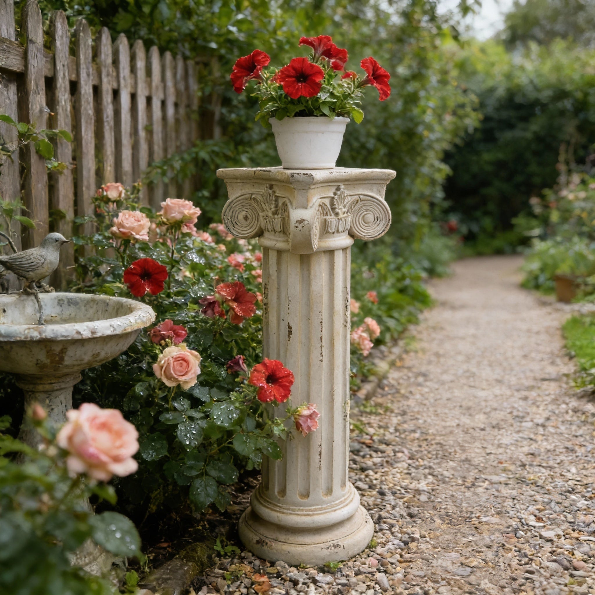 Pedestal Column Plant Stand 28.93 Tall Roman Column With Base Roman Pillar Greek Column Magnesium Oxide Statue Sculpture