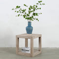 Peking Grand Framed Square Side Table 22 Inch Tall White Wash Finish