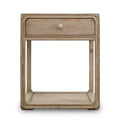 Peking Square Side Table W Drawer 27 Inch Tall White Wash Finish