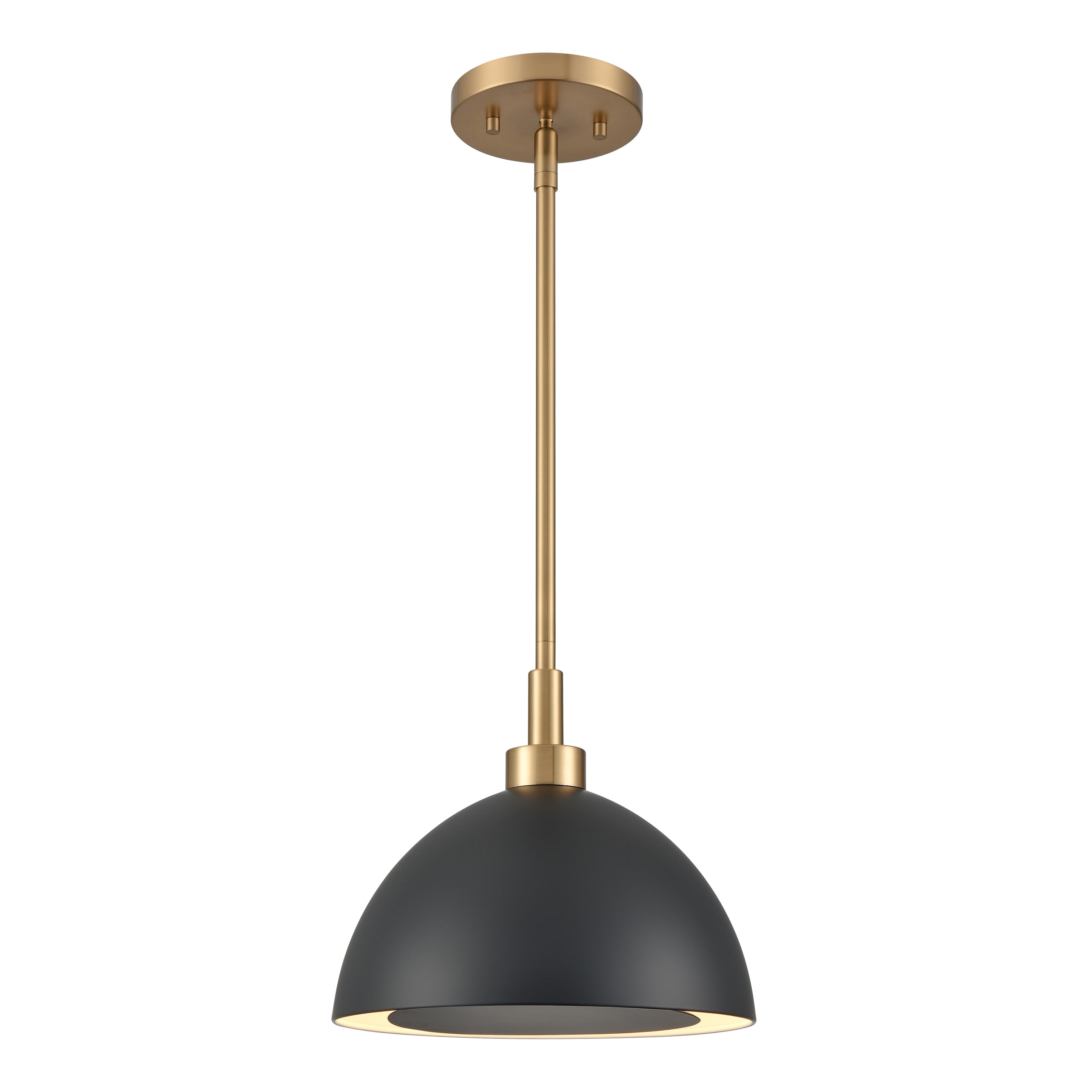 Pelham 10 Inch Wide 2 Light Pendant In Satin Brass With Matte Black 10In W X 10In D X 9.25In H