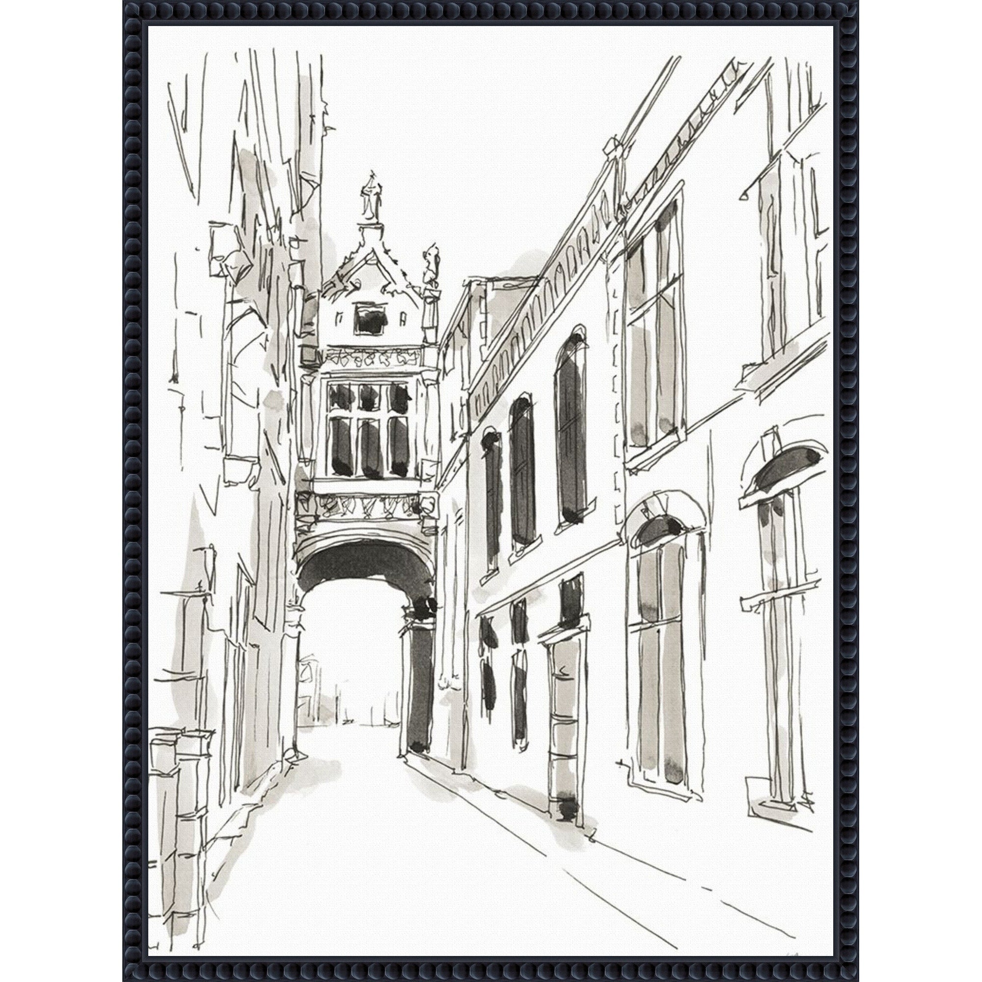 Pen And Ink Travel Studies No. 3 By Ethan Harper Framed Canvas Wall Art Print