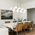 Pendant Lamp With Opal Glass Shade 16 Lights Modern Farmhouse Ceiling Pendant Hanging Light Fixture Over Table No Included Bulbs
