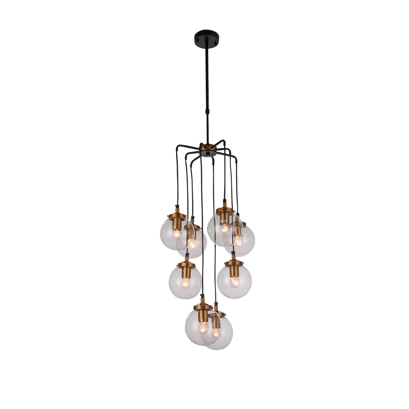 Matte Brass Iron Pendant Lighting With Glass Shades