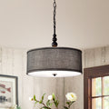 Penelope Woven Black 18 Inch Drum Pendant Lamp