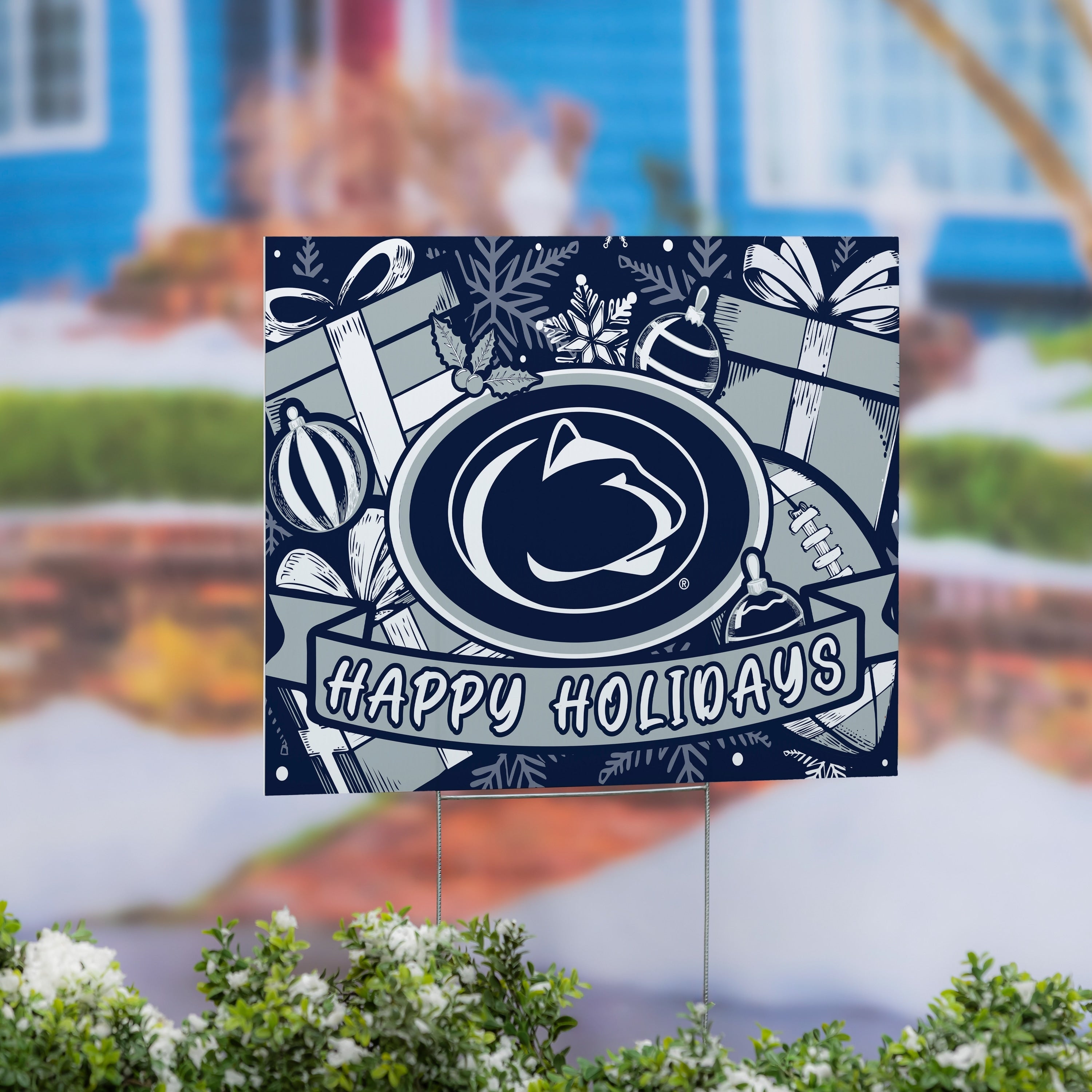 Penn State Yard Sign Happy Holidays 24 X 18
