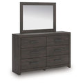 Peny 2Pc Bedroom Dresser And Mirror Set With 6 Drawers Charcoal Black