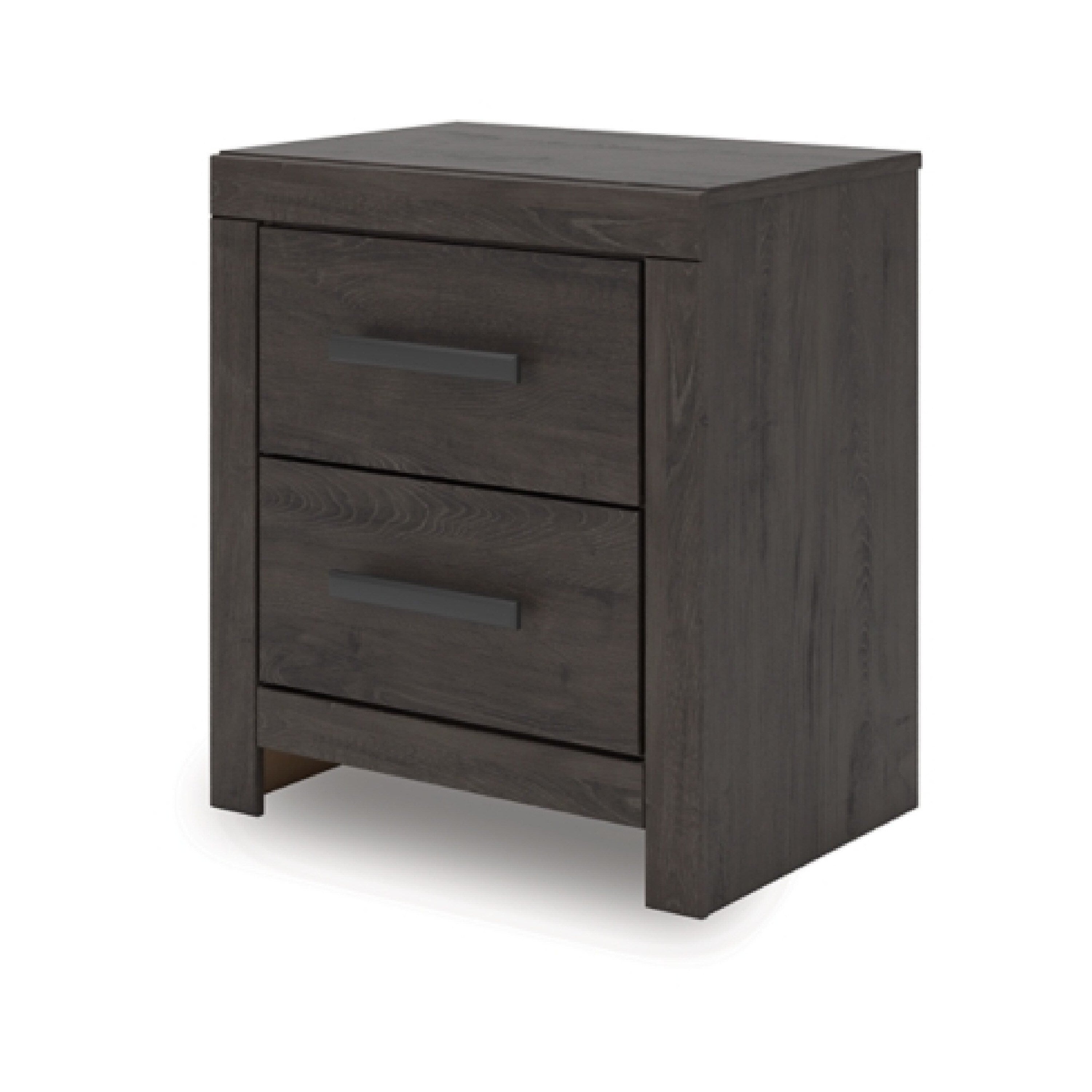 Peny Bedside Nightstand 2 Drawers With Long Metal Handles Charcoal Black