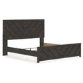 Peny King Size Bed Chevron Pattern Panel Headboard Charcoal Black