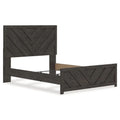 Peny Queen Size Bed Chevron Pattern Panel Headboard Charcoal Black