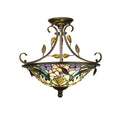 Peony Crystal Tiffany Semi Flush Mount