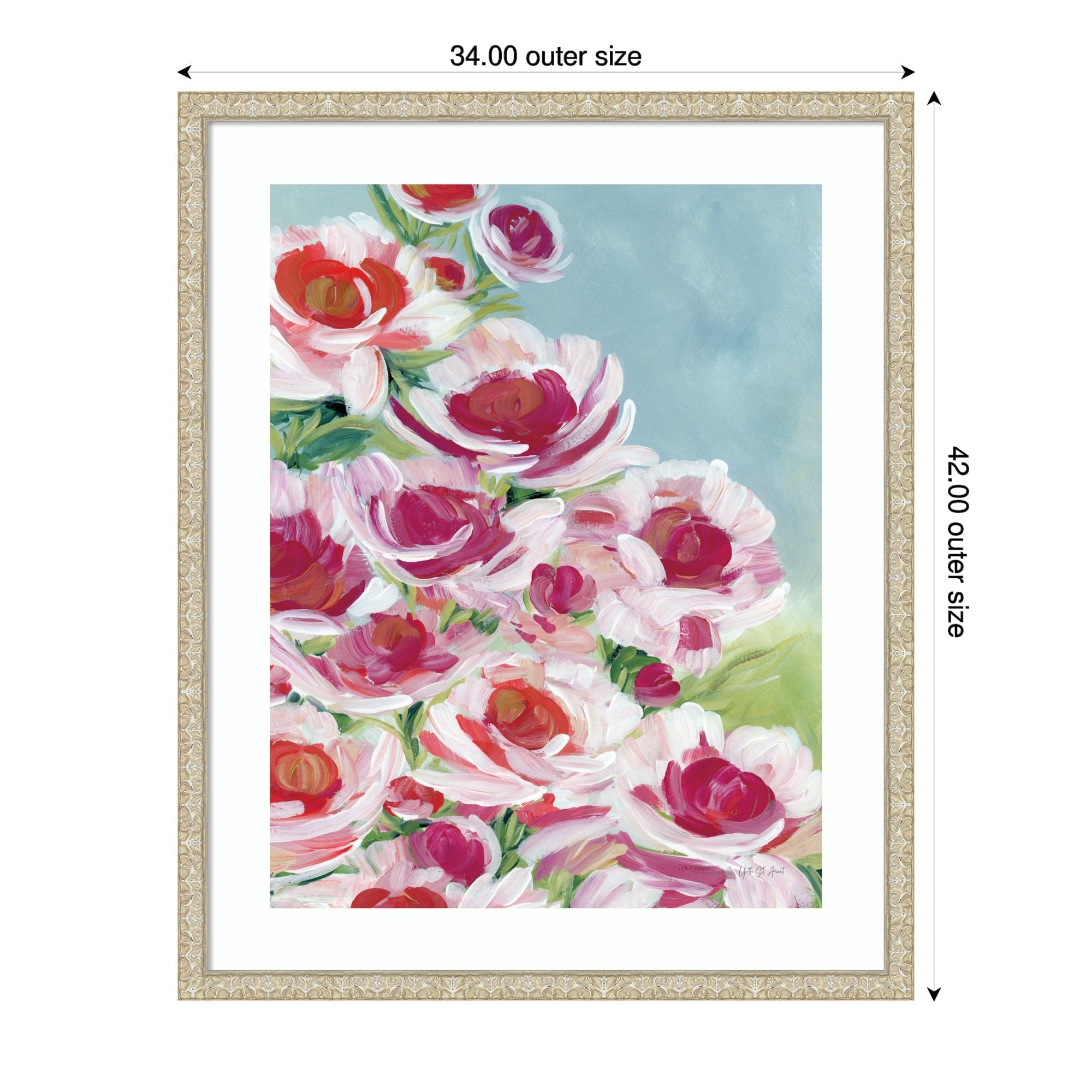 Peony Meadow By Yvette St. Amant Wood Framed Wall Art Print Lila Silver