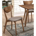 Peony Retro Modern Style Natural Walnut And Grey Dining Chairs Set Of 2